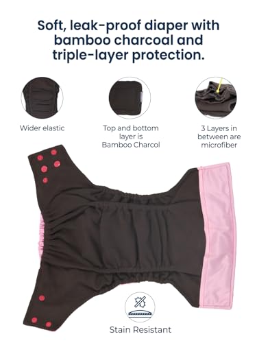 Image of POLKA TOTS Reusable Cloth Diapers for Babies | Adjustable Leak-Proof Cotton Nappies | High Absorbent & Washable Diaper with Leak-Proof Cover & 5-Layer Bamboo Charcoal Insert for Newborns (0-24 Months)