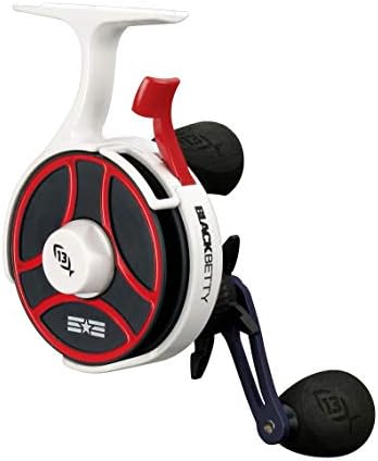 13 Fishing - Freefall Ghost Maverick - Inline Ice Fishing Reel - Red, White & Blue Color - Left Hand Retrieve - BBFFGWUSA-2.5-LH
