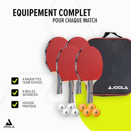 JOOLA TEAM SCHOOL Set de tennis de table - 4 raquettes/8 balles – vue 3