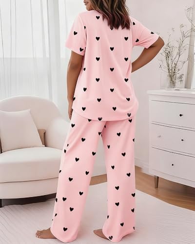 Image of CHICME Womens Pajamas Sets 2 Piece Short Sleeve Lounge Set Printed Loose Pants Pj Sets Loungewear Set