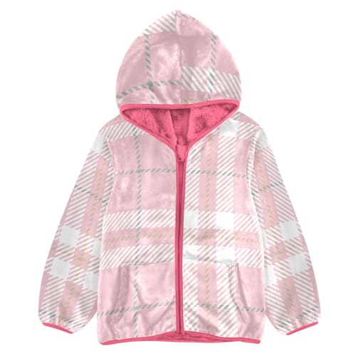 GuoChe Buffalo Plaid Scotland Pink Hooded Fleece Jacket Baby
