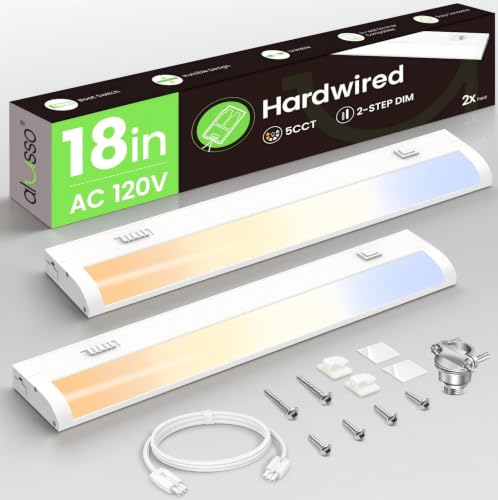 ALUSSO Hardwired 120V Under Cabinet Lighting 18 Inch Counter Kitchen Closet