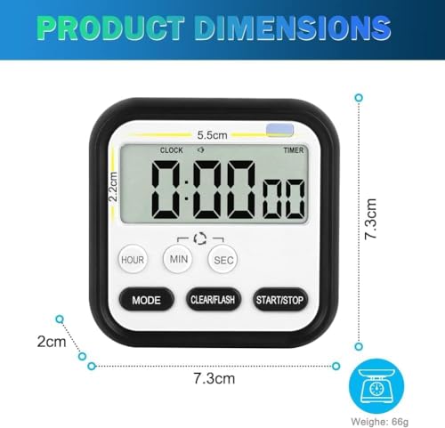 Image of Digital Alarm Clock for Students with Loud Alarm and Automatic Sensor, Time & Date Display - Table Clock for Home, Office, Bedroom, and Kitchen, Perfect for Heavy Sleepers (Black Stopwatch Timer)
