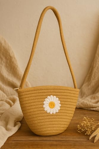Handmade Jute Crossbody Bag with Daisy Embroidery – Eco-Friendly Summer Shoulder Bag – Boho Casual Tote for Women4
