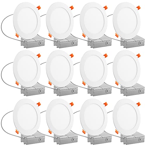 Tdlol 12 Pack Recessed Lighting 6 Inch With Junction Box, 12W 120W Eqv Recessed Lighting, Led Ceiling Light, Dimmable Can Lights, 5000K Daylight White 1050Lm High Brightness Recessed Lights - Etl #TOP22