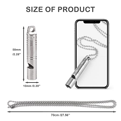 Autuveen Titanium Outdoor Emergency Whistle,Edc Loud Whistle Necklace For Women Men,Survival Signal Whistles With Lanyard For Camping Hiking Sports Dog Training(2Pcs) #TOP6