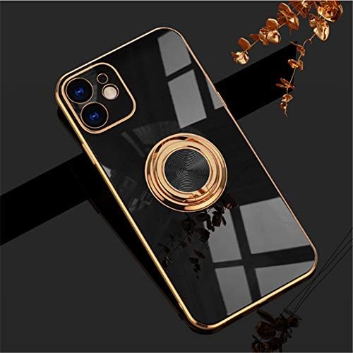 EYZUTAK Electroplated Magnetic Ring Holder Case, 360 Degree with Rotation Metal Finger Ring Holder Magnet Car Holder Soft Silicone Shockproof Cover for iPhone 11 6.1 inch - Purple