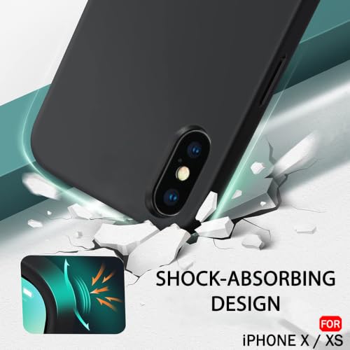 Image of TheGiftKart Liquid Silicone Back Cover Case for iPhone X /XS | Soft Micro-Fibre Lining Inside | Camera & Screen Protection | Shockproof Back Cover Case for iPhone X /XS (Silicone, Black)