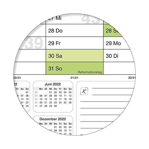 Wandkalender/jaarkalender 2021, DIN A2 59,4 x 42,0 cm met vakanties opgerold groen - Image 5