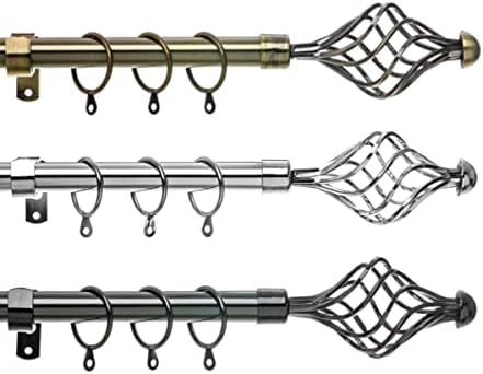 Home Treats Extendable Curtain Pole | Spiral Metal Curtain Pole Set 19mm | Includes Rings,Finials, Brackets & Fittings. (Black, 70-120cm)