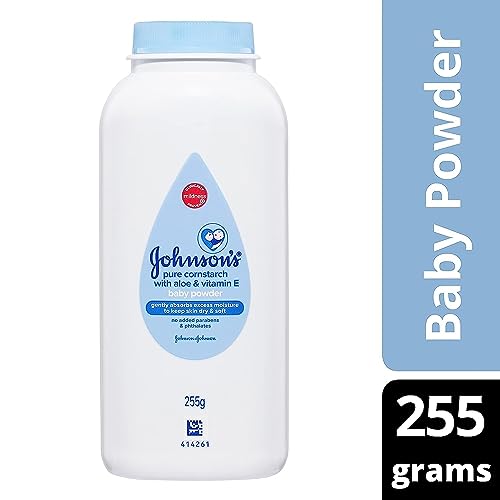 Image of Johnson's Baby Cornstarch Baby Powder, Aloe & Vitamin E for Delicate Skin, Hypoallergenic, No Added Parabens, & Dyes, Silky for Gentle Baby-Skin Care, Baby-Essentials, 9 oz (Pack of 2)