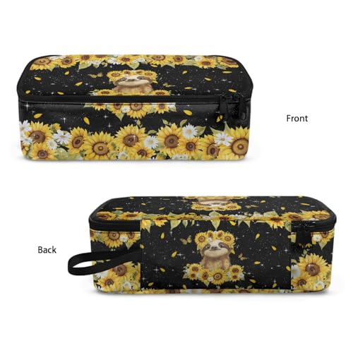 Image of Cute Sloth Girls Pencil Case for Kids 7-12 Pencil Pouch Large Capacity,Sunflower Butterfly Pen Bag for Children 2Nd 3Rd Pencil Box for Boys Teens School Supplies for Outdoor