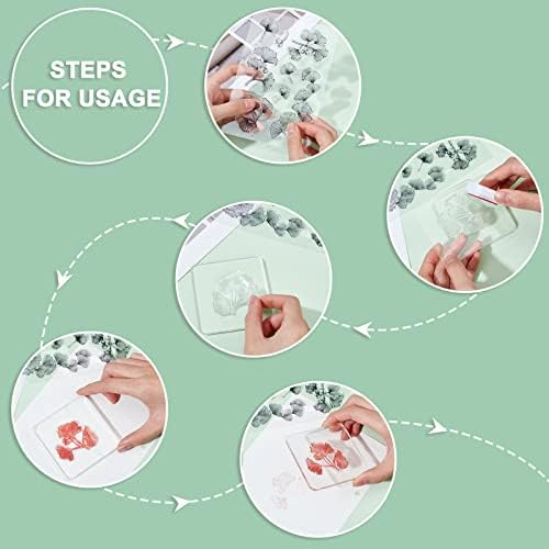 GLOBLELAND 9Pcs Botanic Theme Silicone Clear Stamps Flower Plant Mushroom Acrylic Stamps for Scrapbooking Photo Card Album Decoration, 160 x 110 mm