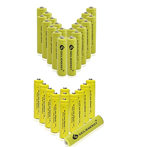 Geilienergy 20 Pack Nicd Aa Rechargeable Batteries For Solar Lights With 12 Pack Nicd Aaa Rechargeable Batteries For Solar Lights #TOP16