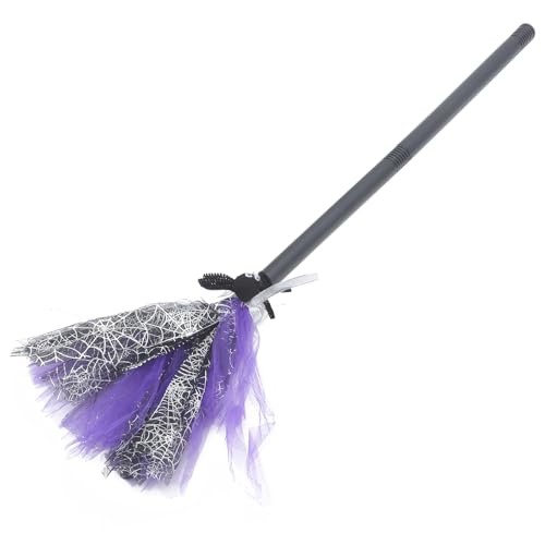 Balai de Sorcière Violet en Plastique et Tulle, Cadeau Halloween Idéal pour Filles et Garçons
