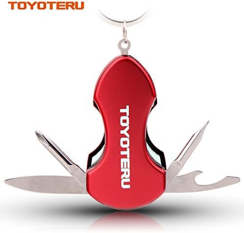 7-in-1 Key Ring Multitool with LED Flashlight for Auto Safety, Outdoors, Camping