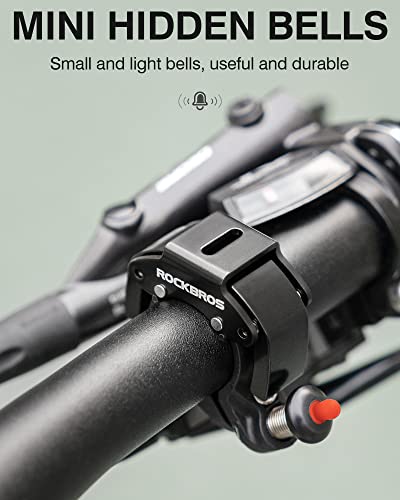 Image of ROCKBROS Bike Bells Hidden MTB Bells Bicycle Bells for 22.2mm Handlebars, More Than 100dB, Clear & Long Sound Ringer, Mountain Bike, Scooter, Youth Bike, Black | Three Colors Bicycle Bells to Match Clear & Long Sound Ringer, Mountain Bike, Scooter, Youth Bike for Adults and Kids
