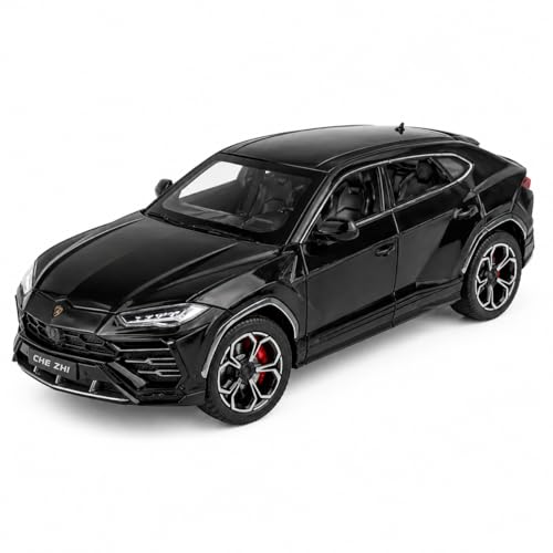 Image of Lamborghini Urus 1:24 Scale Die-Cast Car Model Black - Steering Wheel Sound Light Openable Doors Hood Pull-Back Alloy Super SUV Collectible Toy