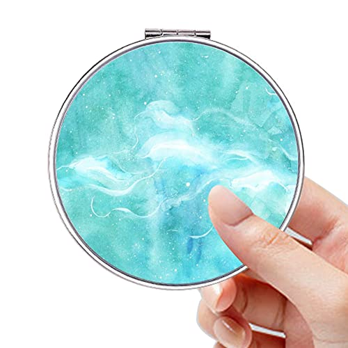 Acedada Compact Mirror, Pocket Mirror, Small Mirror For Purse, Portable Mini Travel Makeup Mirror, Folding Handheld Double-Sided 1X/2X Magnifying Compact Mirror For Women Girls Gift - Blue Marble #TOP11