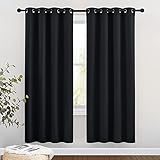 NICETOWN Blackout Curtain Panels 72 inches Length - Light Reducing Thermal Insulated Solid Grommet Room Darkening for Bedroom/Night Shift (Set of 2, 46 inches Wide, Black)