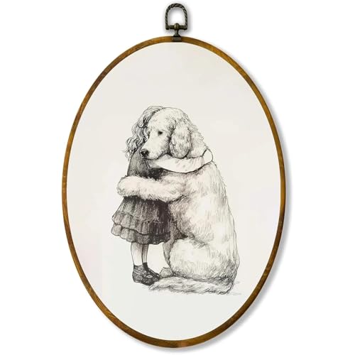 zewepri Dog Sketch Decor, Puppy Kids Room Wall Print – 8.6×11.4″ High-Density Canvas with Pre-Installed Hook for Easy Hanging, Ideal for Bedroom, Living Room, or Study, Great for Dog Lovers