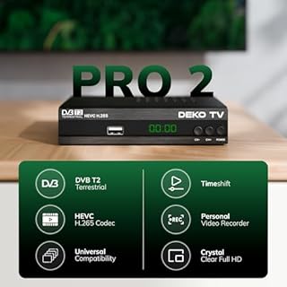 Deko TV PRO2 - Decoder Digitale Terrestre 2026 DVB-T2 PVR HEVC - Main 10 Bit - USB WiFi Multimedia PVR [2in1 telecomando]