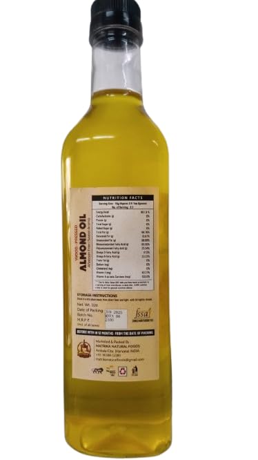 Image of Sarv Matrikaa Wood Pressed Almond Oil - 1 Litre - 100% Pure & Natural | Cold Pressed | Sweet Aroma | Aflatoxin Free | Edible & Skin Use