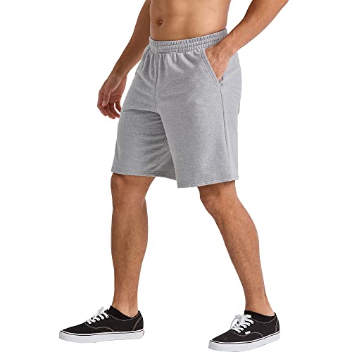 Hanes Men's Originals French Terry Sweat, Pull-On Athletic Shorts, 9", Concrete Pe Heather, Large #TOP2