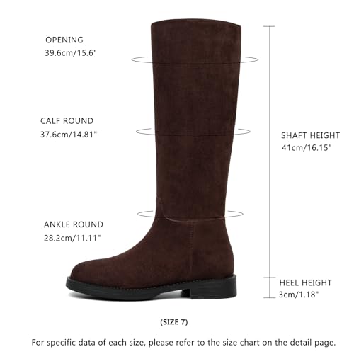 Image of Women's Knee High Boots Flat Round Toe Low Heel Tall Boots Side Zipper Fall Riding Long Boot