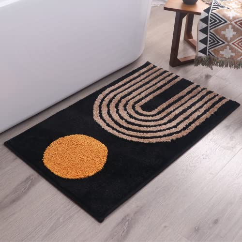 LABEND HOME Black Boho Rug Abstract Rugs - Geometric Bath Mat - Mid Century Modern Bathroom Mats - Bohemian Decor - Unique Cute Dorm Room Decor for College Girls Arches Art by LABEND HOME - Used condition - CA$22.30