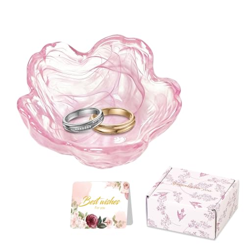 Gifts for Women Flower Jewelry Dish Ring Holder Dish Bathroom Vanity Organizer Pink Room Decor Aesthetic Nightstand Bedroom Decor Trinket Dish Small Bridesmaid Bridal Friendship Wedding Birthday Gifts