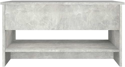 Miniatura 7 de Mesa de centro de madera de ingeniería gris hormigón, 31.5 x 19.7 x 15.7 pulgadas, altura ajustable para sala de estar, mesas decorativas de mesa de