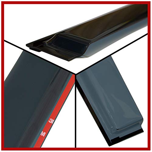 Smoke Tinted Tape-On Side Window Rain Guards Visor Deflectors Compatible With Nissan Pathfinder 2022-2023 #TOP4