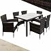 CASARIA® Polyrattan Gartenmöbel Set 7 teilig Stühle stapelbar inkl. 7cm Auflagen 150x90cm Gartentisch Terrasse Balkon Möbel Sitzgruppe Essgruppe Braun