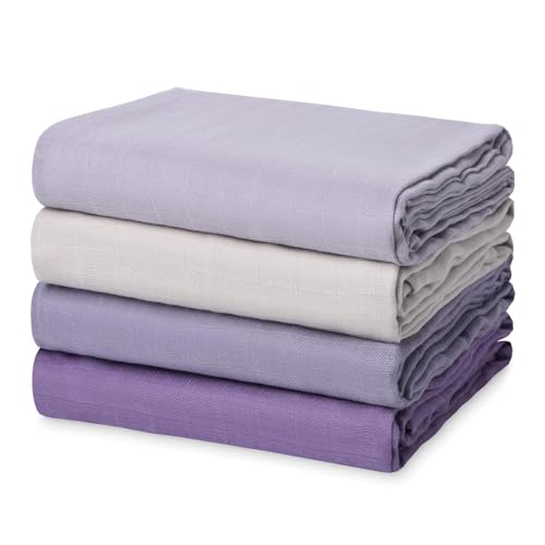 Image of Momcozy Muslin Swaddle Blankets, Soft Silky Baby Swaddle Blankets for Baby Boys & Girls, Breathable and Skin-Friendly Baby Swaddle Blanket, 4-Pack Large 47 x 47 Inches Unisex Baby Blankets