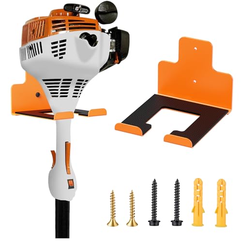 Datdifen Garage Organization Wall Mounted Storage Rack Heavy Duty Tool Hanger for Grass Trimmer Hedge Trimmer Weed Wacker and Garden Power Tools 1 Pack (orange)