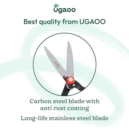 Image of UGAOO Hedge Shears for Gardening | Garden Shears & Garden Cutting Scissors | Plant Cutting, Hedge Trimming Scissors | Heavy Duty Garden Cutter Tool with Wooden Handle, 10 Inch Blade