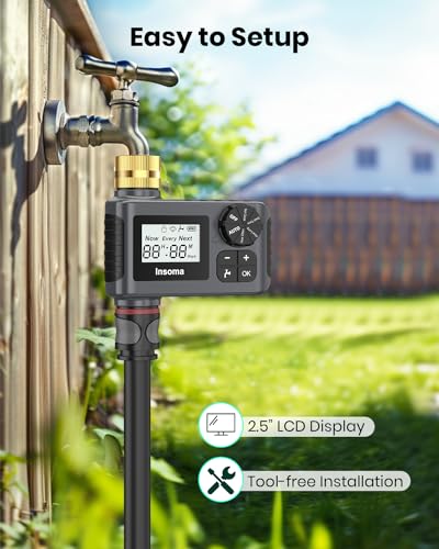 [Upgraded Version] Sprinkler Timer with Brass Swivel, Programmable Water Timer for Outdoor Garden Hose, Hose Timers with Rain Delay/Manual/Auto Mode, Drip Irrigation and Lawn Watering System, 1 Outlet - Thumbnail 7