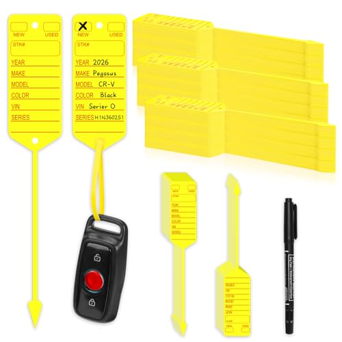 500 Self Locking Arrow Key Tags 1 3/8'' × 8 1/8'' with 1 Double-Ended Marker Car Key Labels Key Identification Tags Self Lock Lable Tags for Office Automotive Shop Supplies