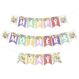 Happy Mother's Day Banner Decorations - Assorted Color Floral Pattern Mom's Garland Sign Mother's Day Bunting Banner, Mothers Day Family Photo Backdrop for Motherhood Decor Party Supplies