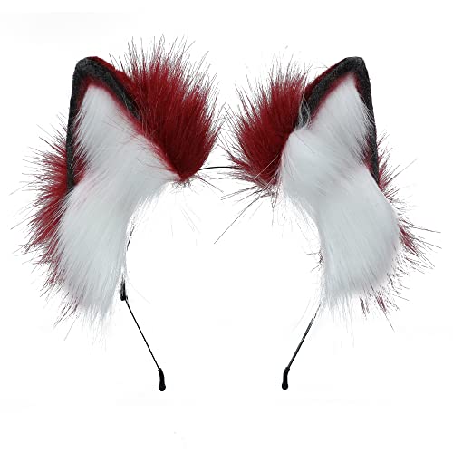 Image of VIGVAN Handmade Wolf Fox Ears Animal Cosplay Cute Head Accessories for Halloween