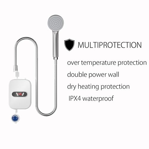 Tankless Water Heater, Electric Instant Hot Water Heater for Shower, 2100W 110V On Demand Rapid Heating Portable Water Heater for Bathroom, LCD Digital Display