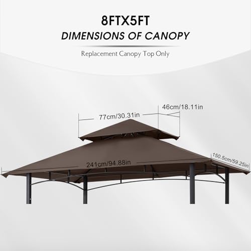 MASTERCANOPY Grill Gazebo Replacement Canopy Top for Model L-GG001PST-F (Brown) - Image 3