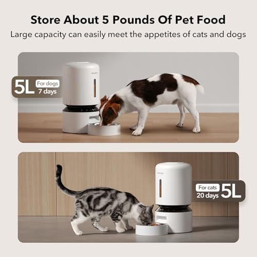 Image of PETLIBRO Automatic Cat Feeder, 5G WiFi Automatic Dog Feeder with Freshness Preservation, 5L Timed Cat Feeders with Low Food Sensor, Up to 10 Meals Per Day, Granary Pet Feeder for Cats /Dogs