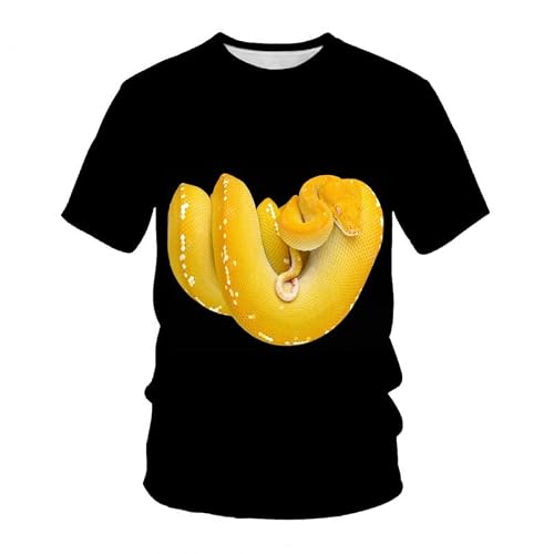 CHSLO Hommes 3D Imprimé T-Shirts Été Serpent Animal Unisexe 3D Numérique Imprimé T-Shirt Col Rond Hommes Ample À Manches Mi-Longues Décontracté Hommes Chemise À Manches Courtes Élastique Séchage Rap