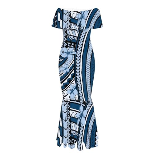 Image of Polynesian Dresses for Women Off Shoulder Maxi Dress Puletasi Samoan Dresses S-7XL