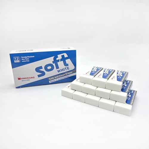 Hwarang Original Korean Art Eraser Set – Soft, Clean Erasing, Professional & School Supplies, Eco-Friendly, Quality Proven, Dust-Free, Smudge-Proof - 24 Erasers