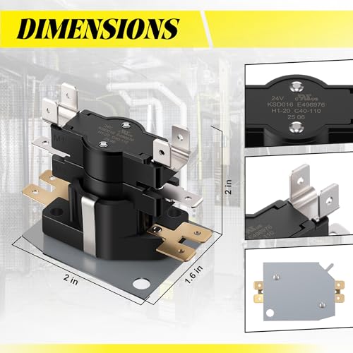 Gulfmew 2 Pack Electric Heat Sequencer (24A34-3), Compatible with Q103, 33244 & 33844, HQ1056789 & HN67QC005, ZC24A34-3, Fan Sequencer for Fan/Heat Sequencing Functions, 2 Switches, 24 Volt by Gulfmew - Image 2