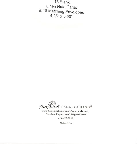 Miniatura 4 de Sunshine Expressions Blooming Flowers - Tarjetas fotográficas de lino pesado, 16 con 18 sobres a juego, juego en caja (4.25 x 5.50 pulgadas) en