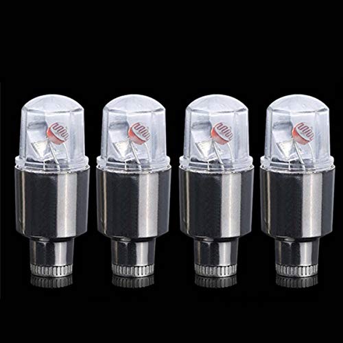 Sunnyflowk 4 pezzi/set bici auto moto ruota pneumatico valvola valvola tappo flash LED luce raggi lampada accessori auto forniture auto (colorato)